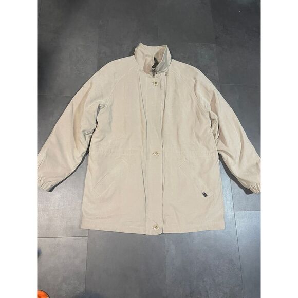 London fog size‎ M Beige Button-Up Jacket Versatile Outerwear Casual Chic - Picture 1 of 9